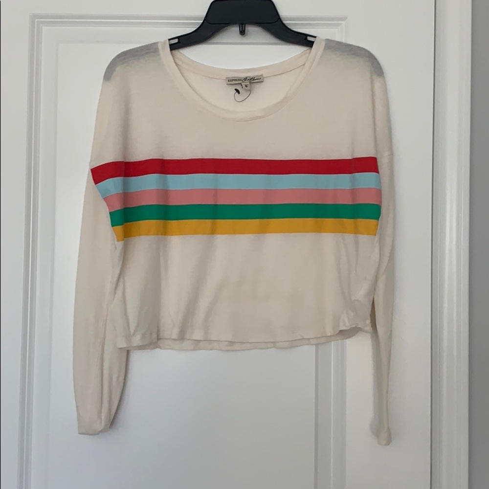 Cropped striped long sleeve tee